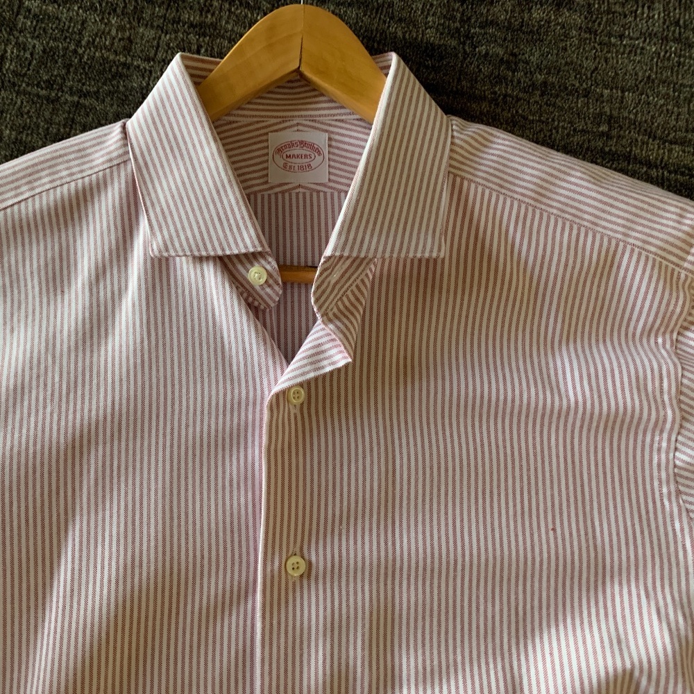Brooks Bros Made-to-Measure Red/Wht Oxford Stripe